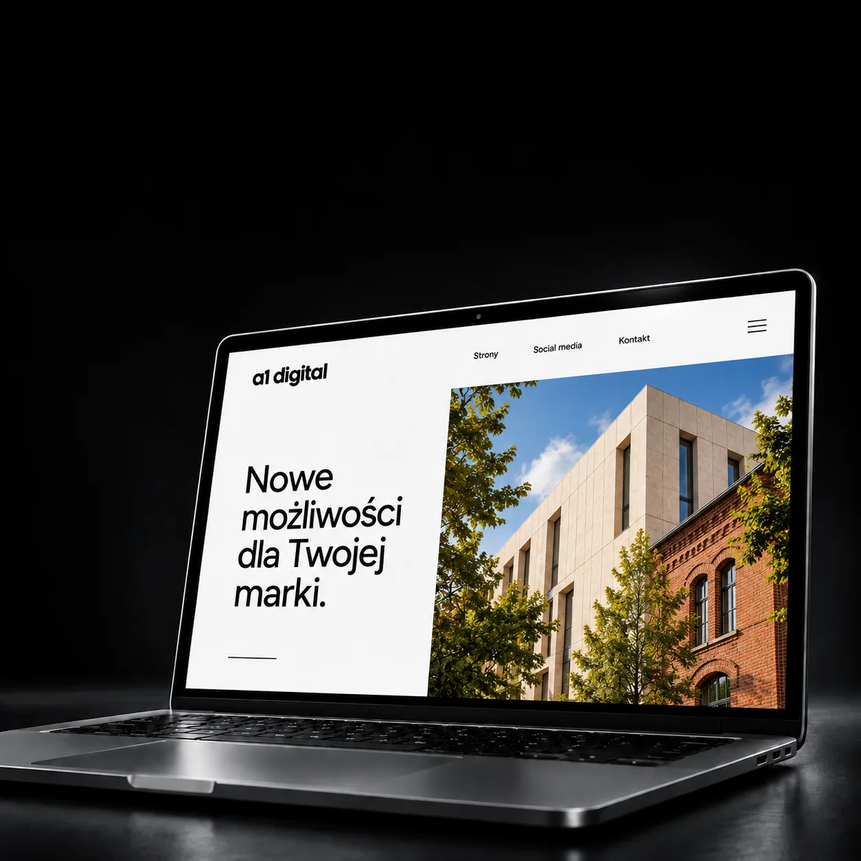 Koncepcja minimalistycznej strony z fotografią architektury